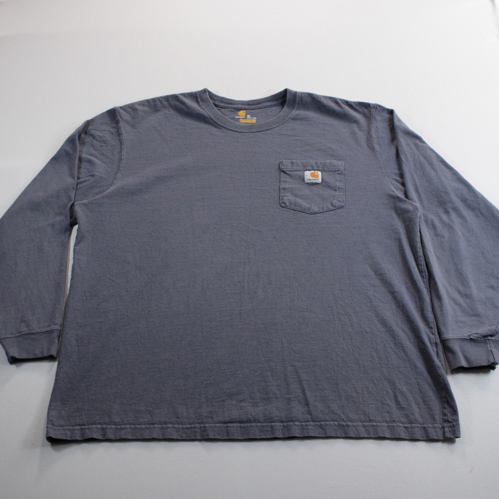 Carhartt Mens XL Gray Long Sleeve Utility Pocket T Outdoor Workwear Original Fit